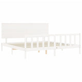 Cadre de lit sans matelas blanc bois massif de pin