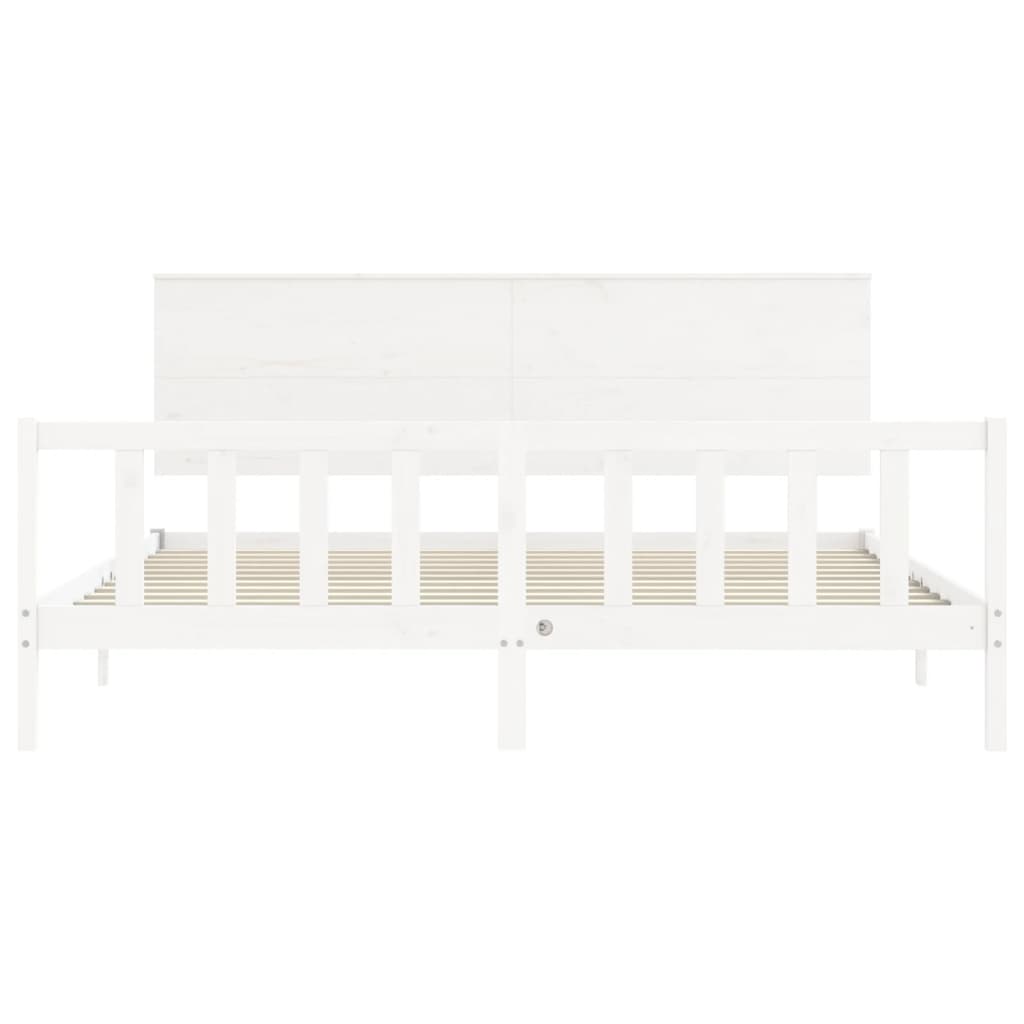 Cadre de lit sans matelas blanc bois massif de pin