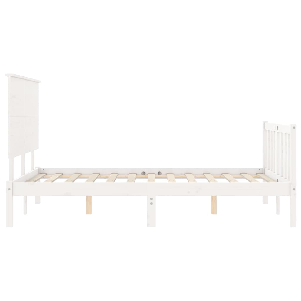 Cadre de lit sans matelas blanc bois massif de pin