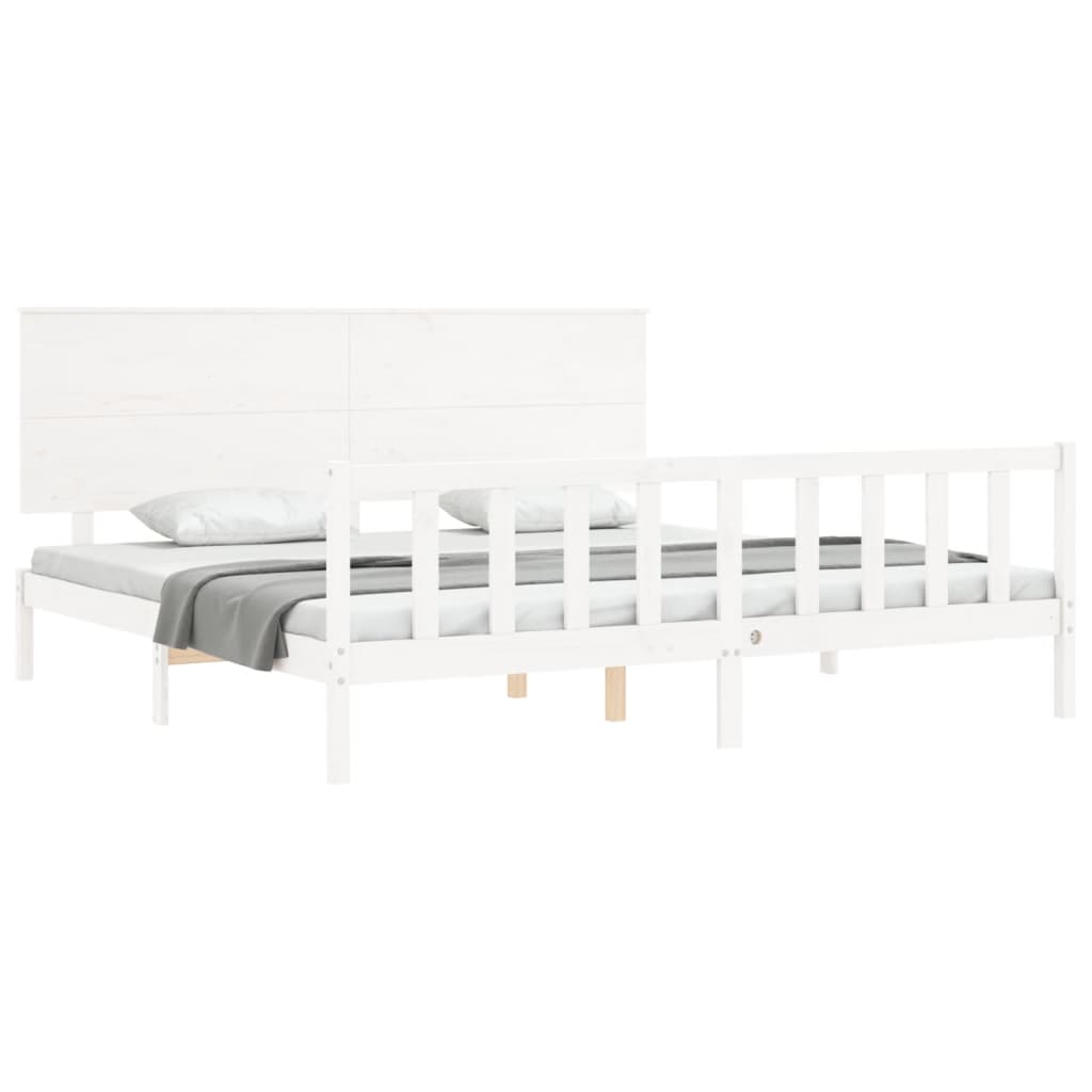 Cadre de lit sans matelas blanc 200x200 cm bois massif de pin