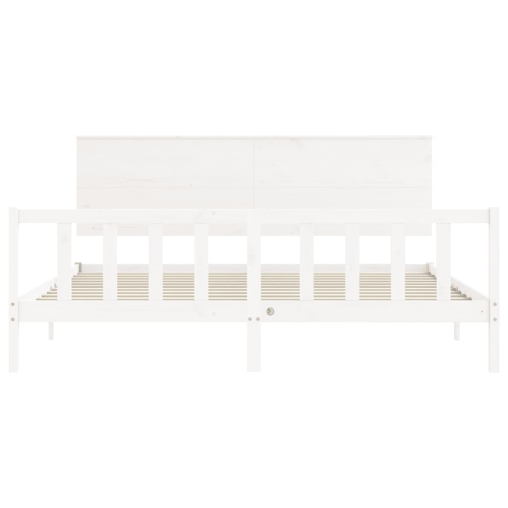 Cadre de lit sans matelas blanc 200x200 cm bois massif de pin