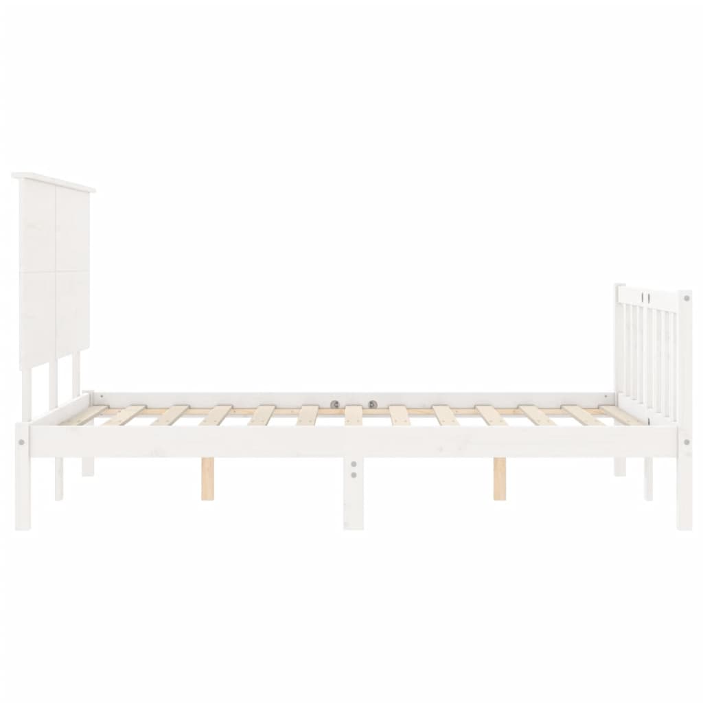 Cadre de lit sans matelas blanc 200x200 cm bois massif de pin