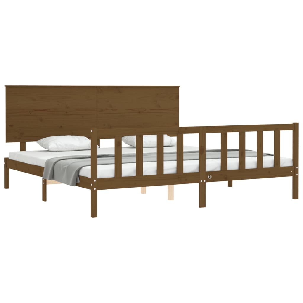 Cadre de lit sans matelas marron miel 200x200cm bois pin massif