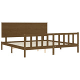 Cadre de lit sans matelas marron miel 200x200cm bois pin massif