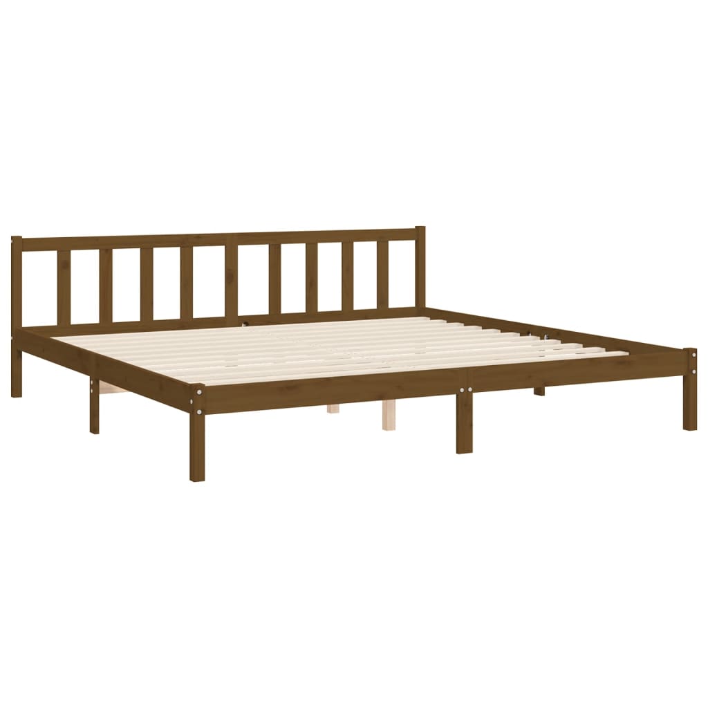 Cadre de lit sans matelas marron miel 200x200cm bois pin massif