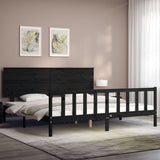 Cadre de lit sans matelas noir 200x200 cm bois massif de pin