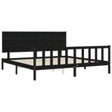 Cadre de lit sans matelas noir 200x200 cm bois massif de pin