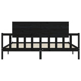 Cadre de lit sans matelas noir 200x200 cm bois massif de pin