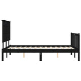 Cadre de lit sans matelas noir 200x200 cm bois massif de pin