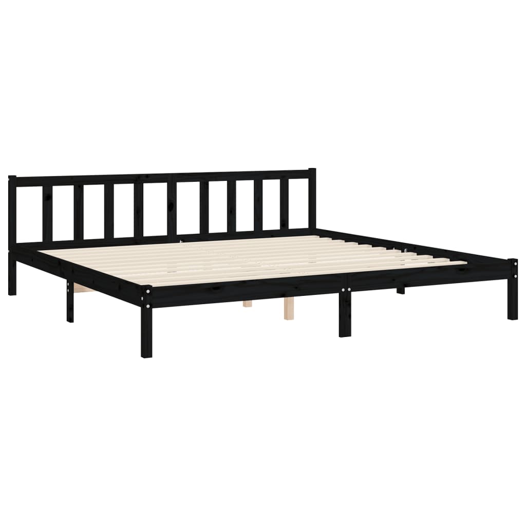 Cadre de lit sans matelas noir 200x200 cm bois massif de pin