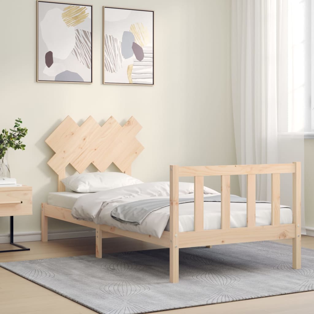 Bed frame without mattress solid pine wood