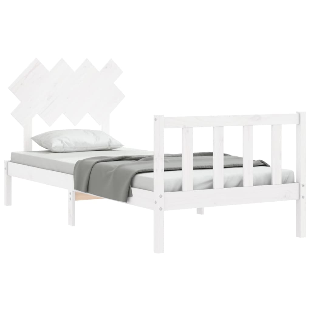 Cadre de lit sans matelas blanc bois de pin massif