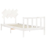 Cadre de lit sans matelas blanc bois de pin massif