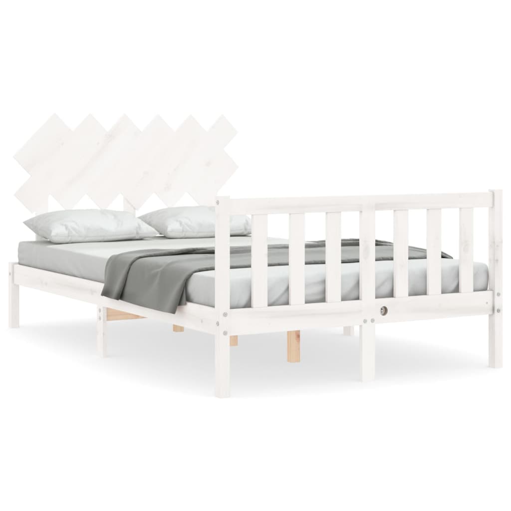 Bed frame without mattress white solid pine wood