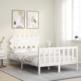 Bed frame without mattress white solid pine wood