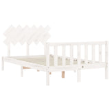 Bed frame without mattress white solid pine wood