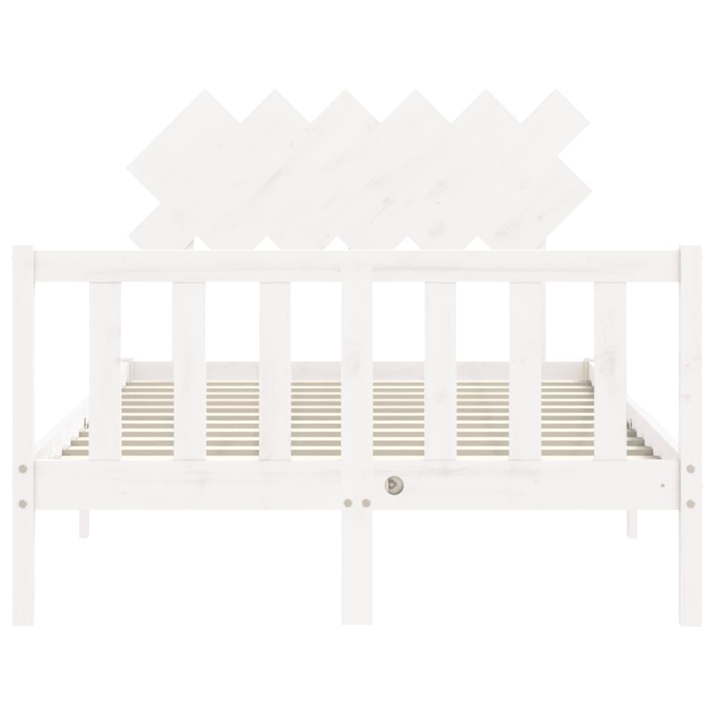 Bed frame without mattress white solid pine wood