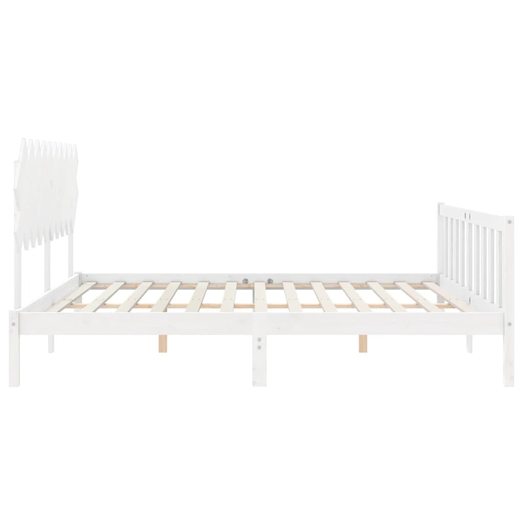 Bed frame without mattress white solid pine wood