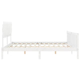 Bed frame without mattress white solid pine wood