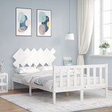 Bed frame without mattress white solid pine wood