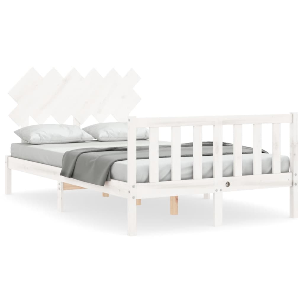 Cadre de lit sans matelas blanc bois de pin massif