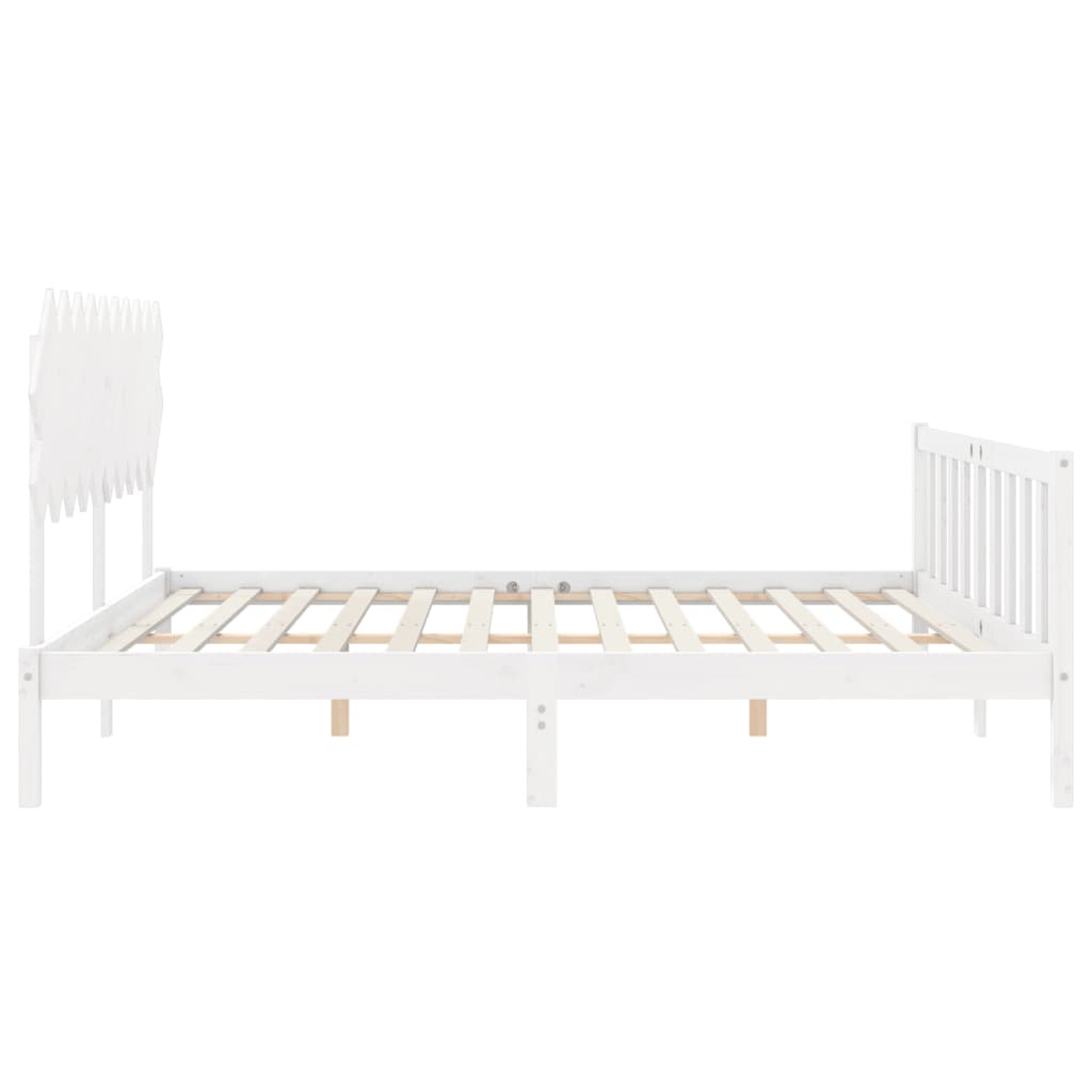 Cadre de lit sans matelas blanc bois de pin massif