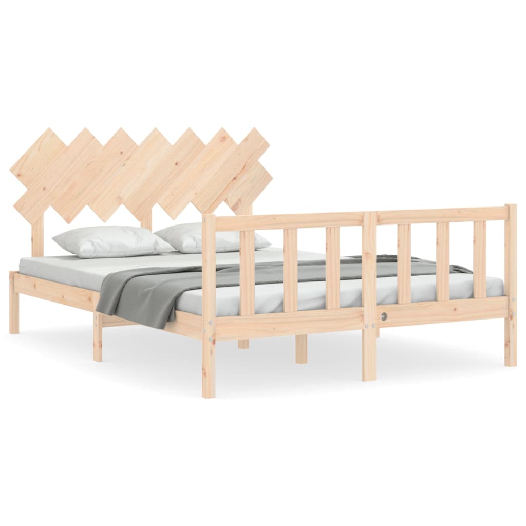 Bed frame without mattress 140x190 cm solid pine wood