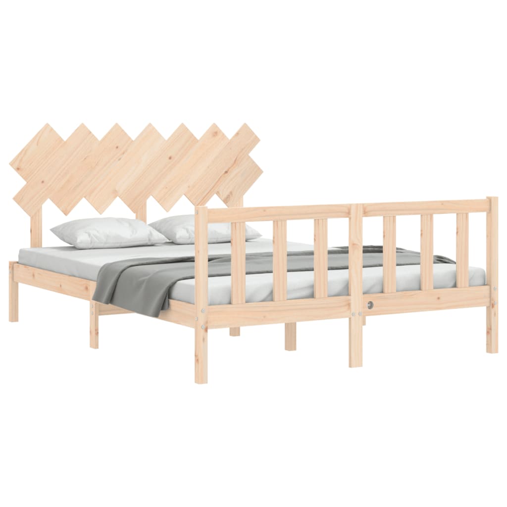 Bed frame without mattress 140x190 cm solid pine wood