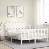 Bed frame without white mattress 140x190 cm solid pine wood