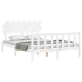 Bed frame without white mattress 140x190 cm solid pine wood