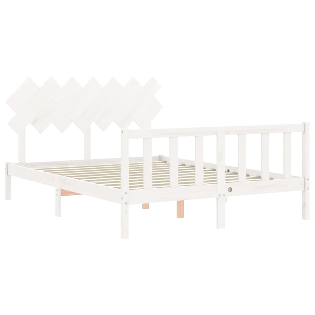 Bed frame without white mattress 140x190 cm solid pine wood