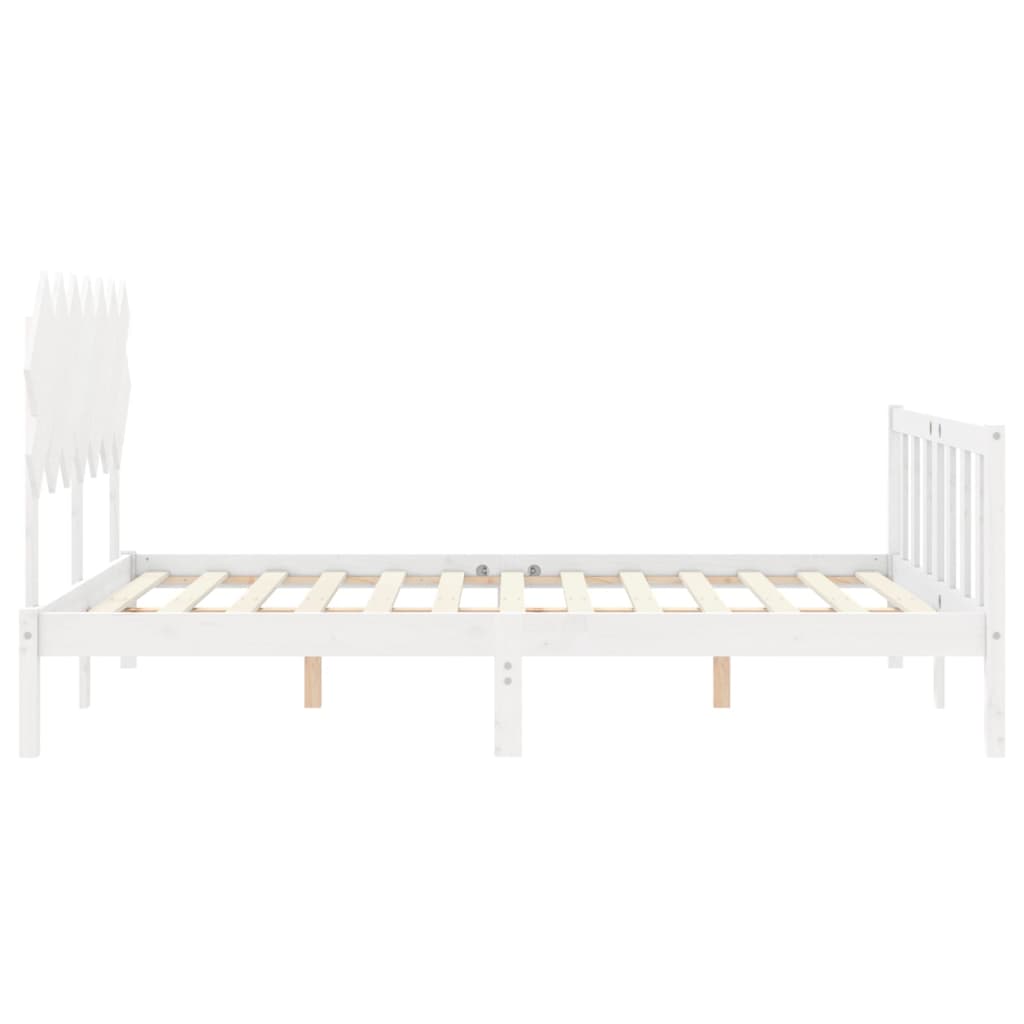 Bed frame without white mattress 140x190 cm solid pine wood