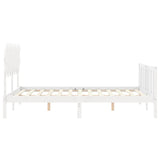 Bed frame without white mattress 140x190 cm solid pine wood