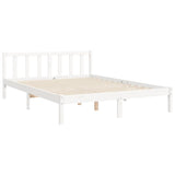 Bed frame without white mattress 140x190 cm solid pine wood