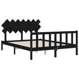 Cadre de lit sans matelas noir 140x190 cm bois de pin massif