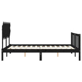 Cadre de lit sans matelas noir 140x190 cm bois de pin massif