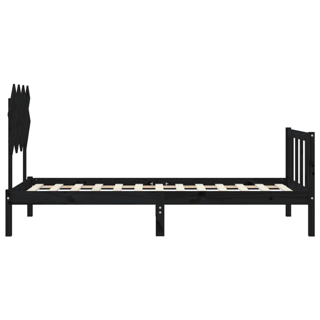 Cadre de lit sans matelas noir 90x200 cm bois de pin massif