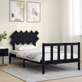 Cadre de lit sans matelas noir 100x200 cm bois massif de pin