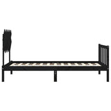 Cadre de lit sans matelas noir 100x200 cm bois massif de pin