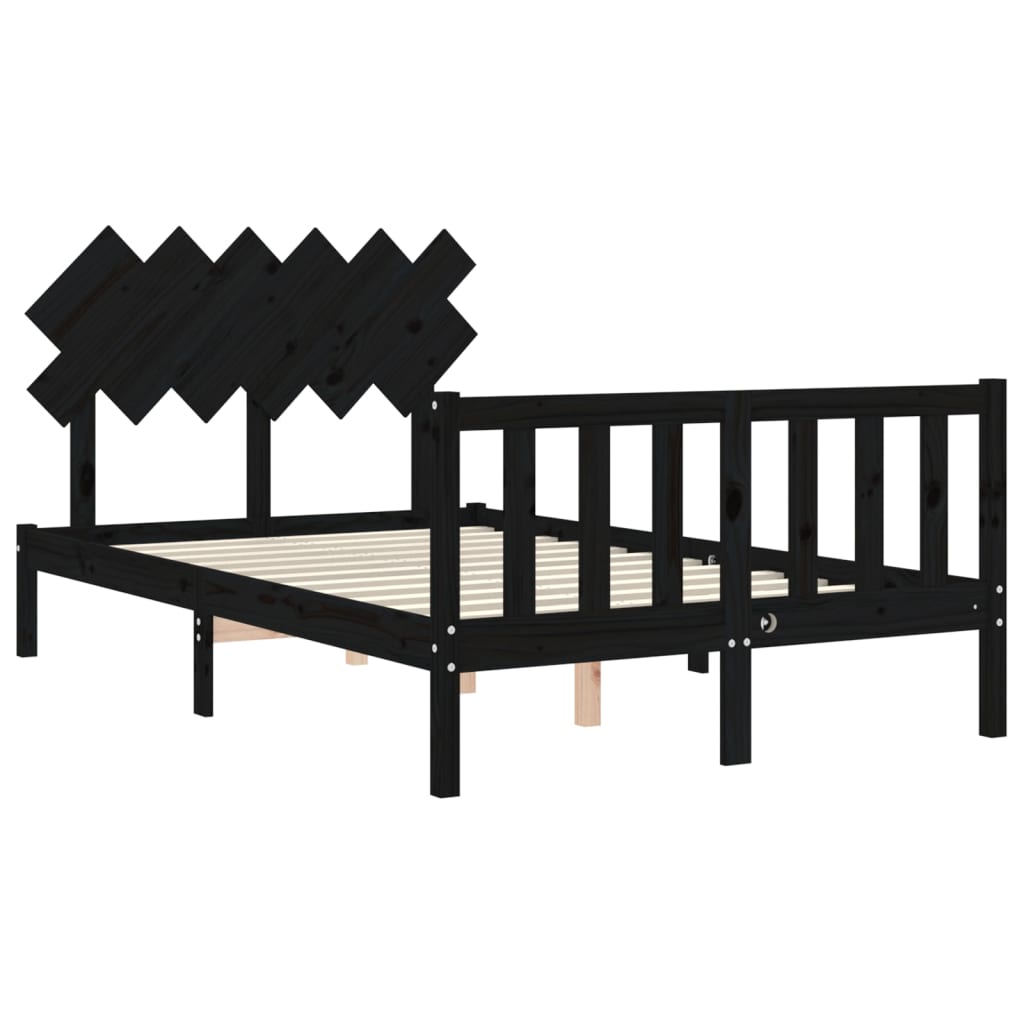 Cadre de lit sans matelas noir 120x200 cm bois de pin massif