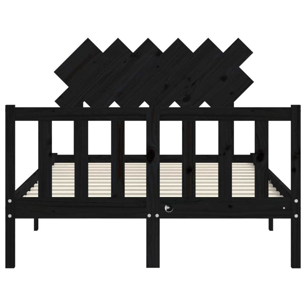 Cadre de lit sans matelas noir 120x200 cm bois de pin massif