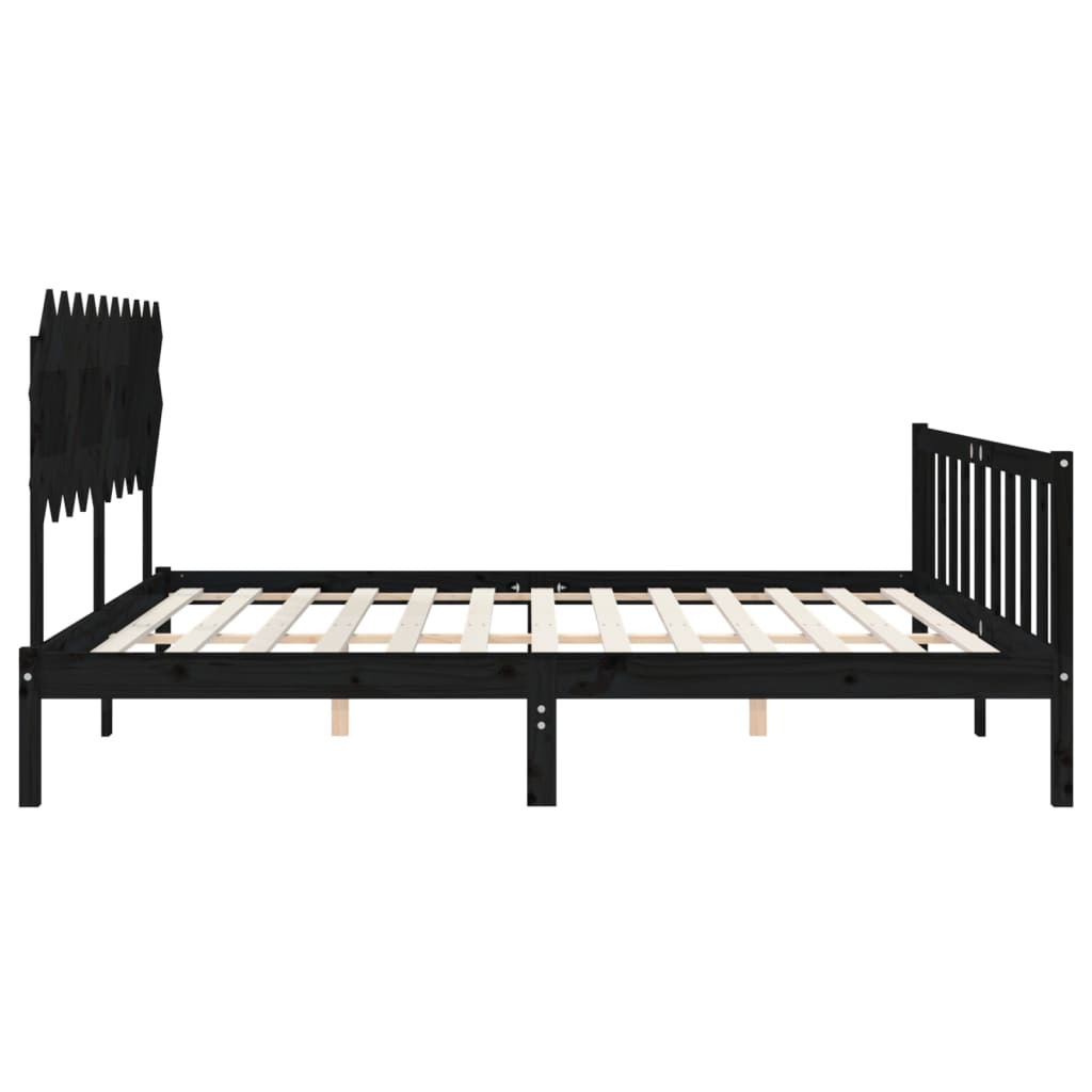 Cadre de lit sans matelas noir 120x200 cm bois de pin massif