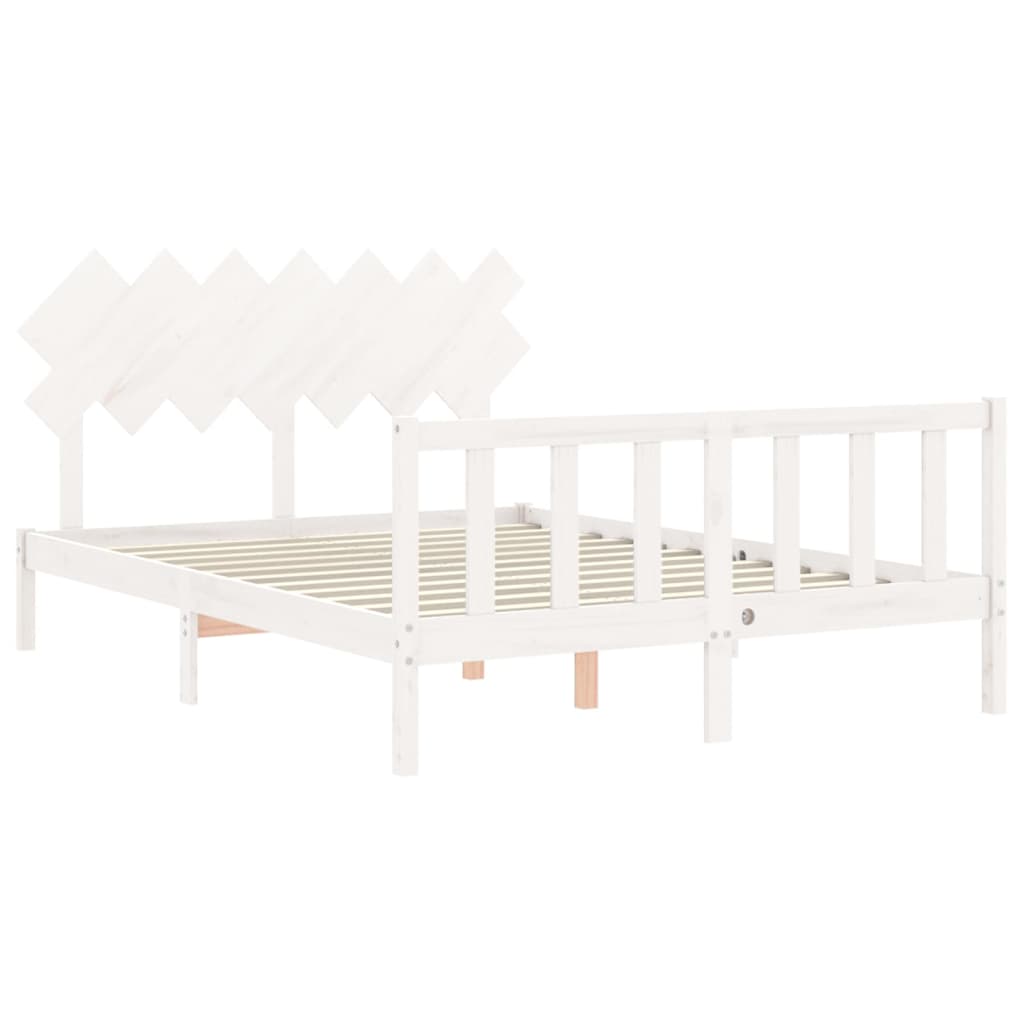 Cadre de lit sans matelas blanc 140x200 cm bois de pin massif