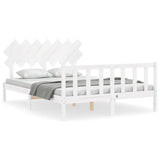 Cadre de lit sans matelas blanc bois de pin massif