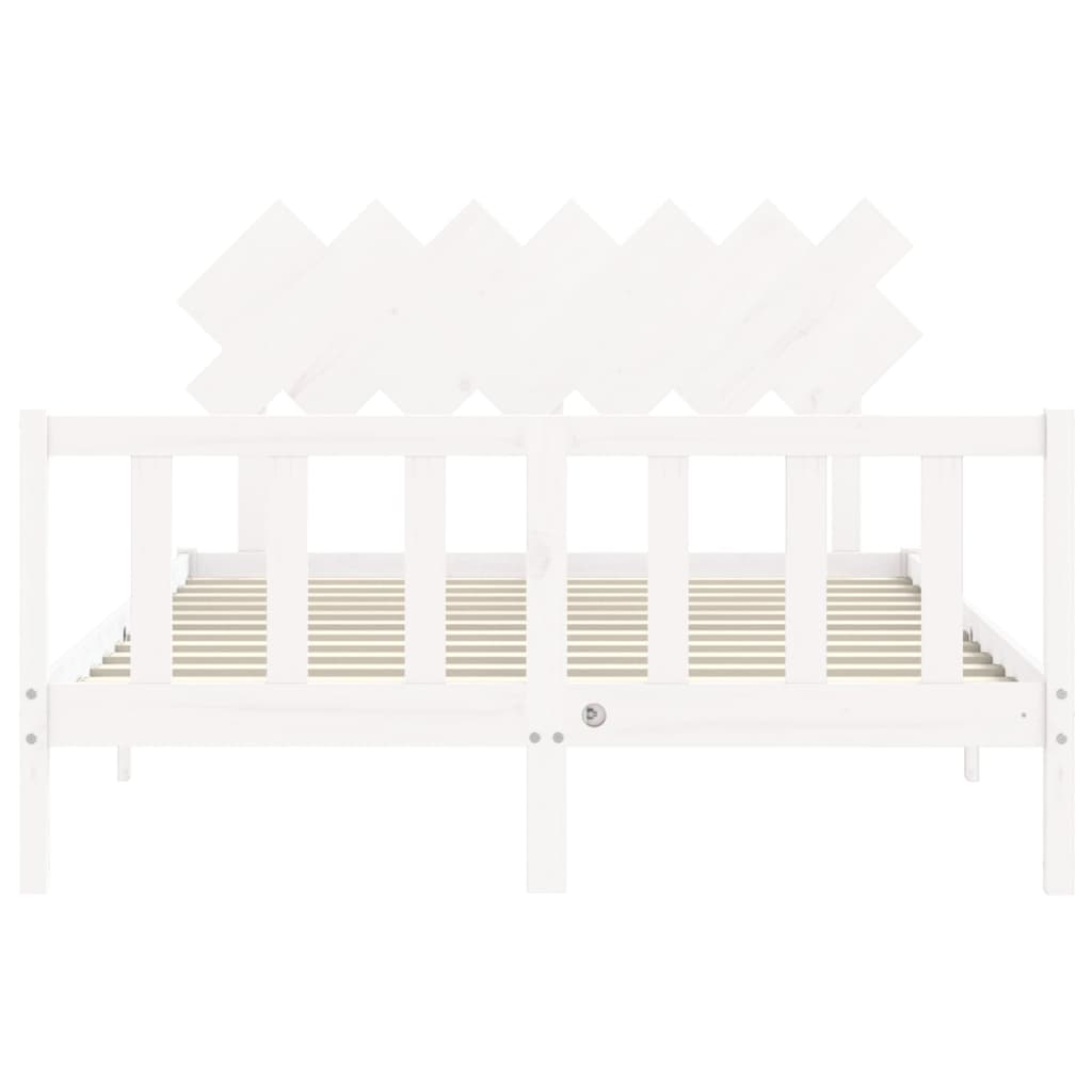 Cadre de lit sans matelas blanc bois de pin massif