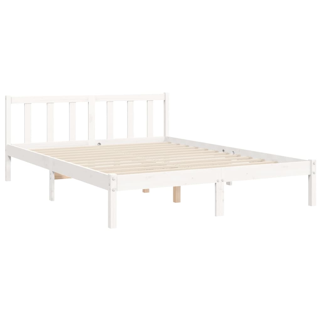 Cadre de lit sans matelas blanc bois de pin massif