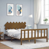 Cadre de lit sans matelas marron miel bois massif