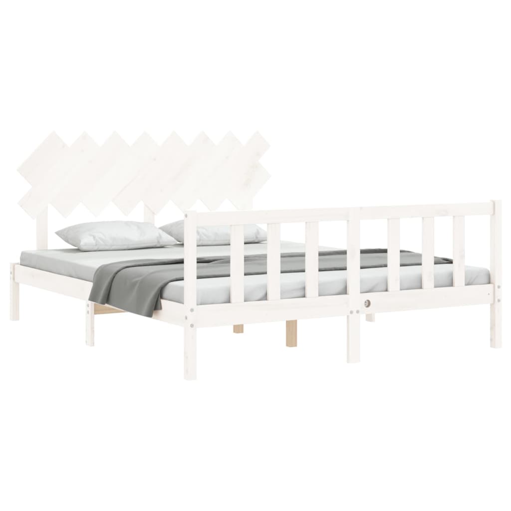 Cadre de lit sans matelas blanc 160x200 cm bois de pin massif