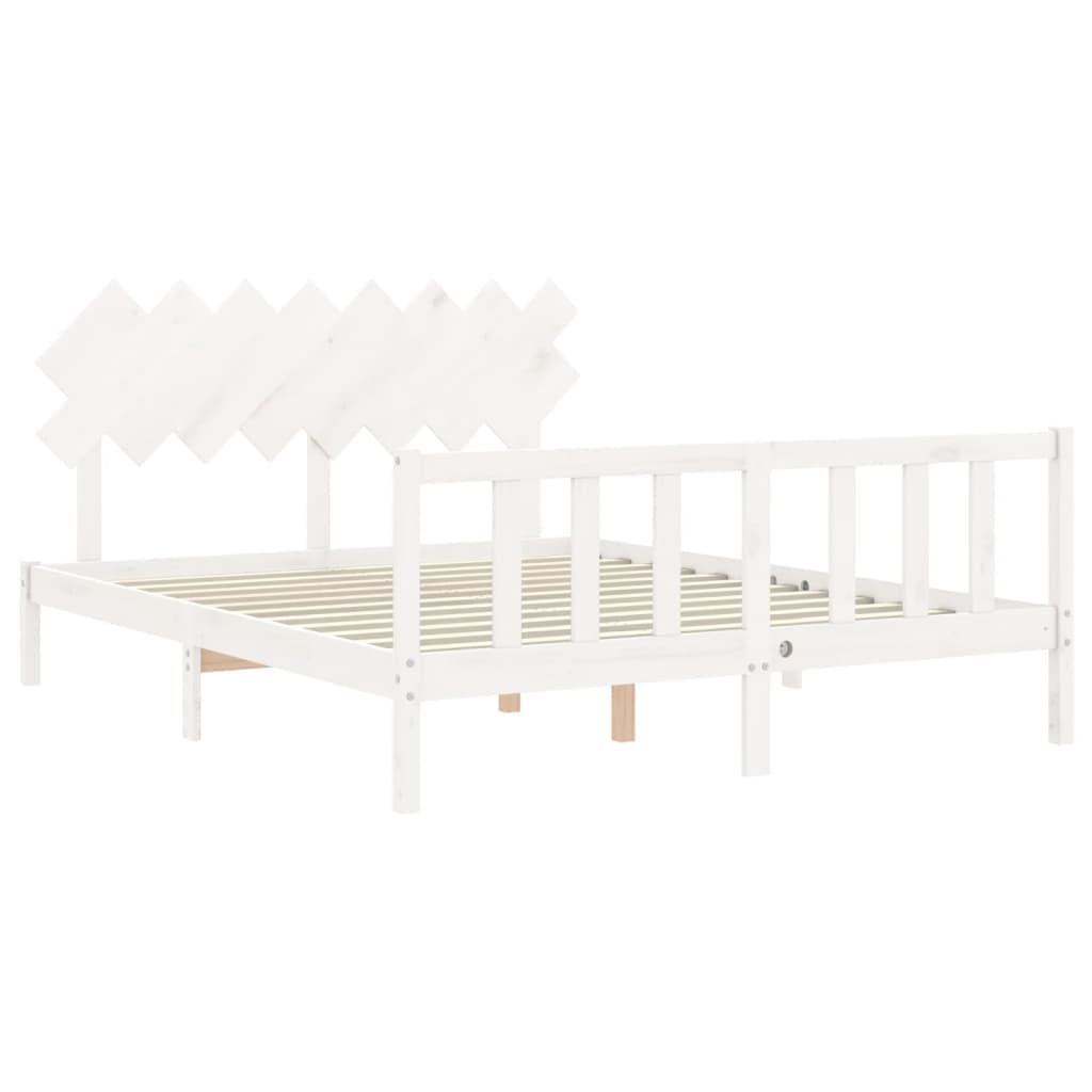 Cadre de lit sans matelas blanc 160x200 cm bois de pin massif