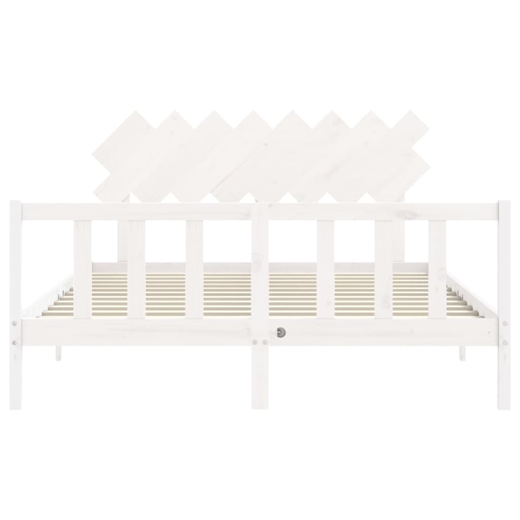 Cadre de lit sans matelas blanc 160x200 cm bois de pin massif